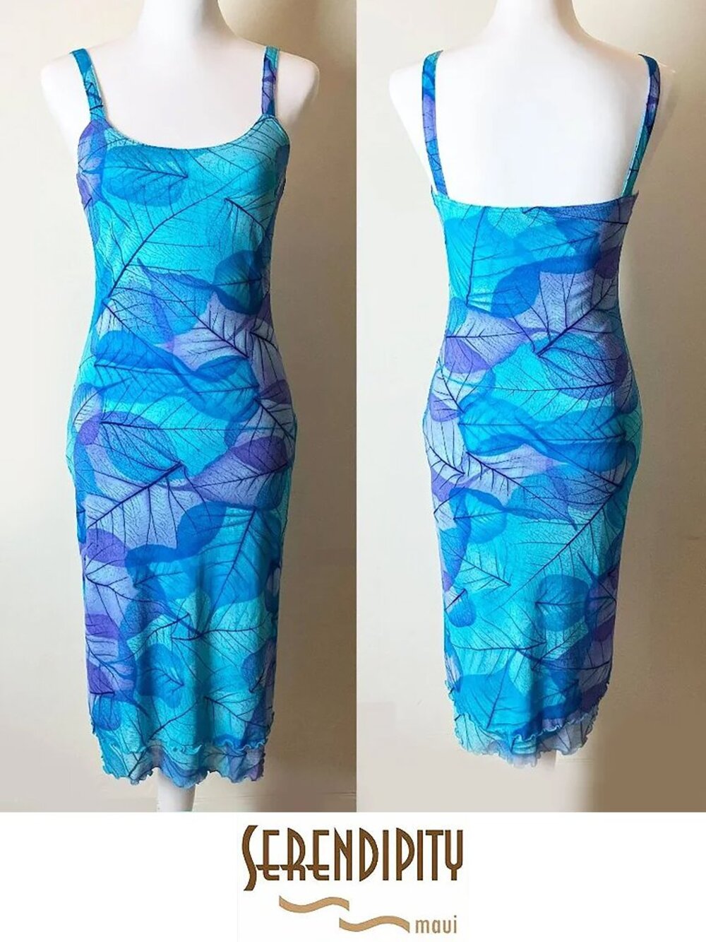 Serendipity Maui Sundress | Abstract Aqua Floral Print | Size S | EUC